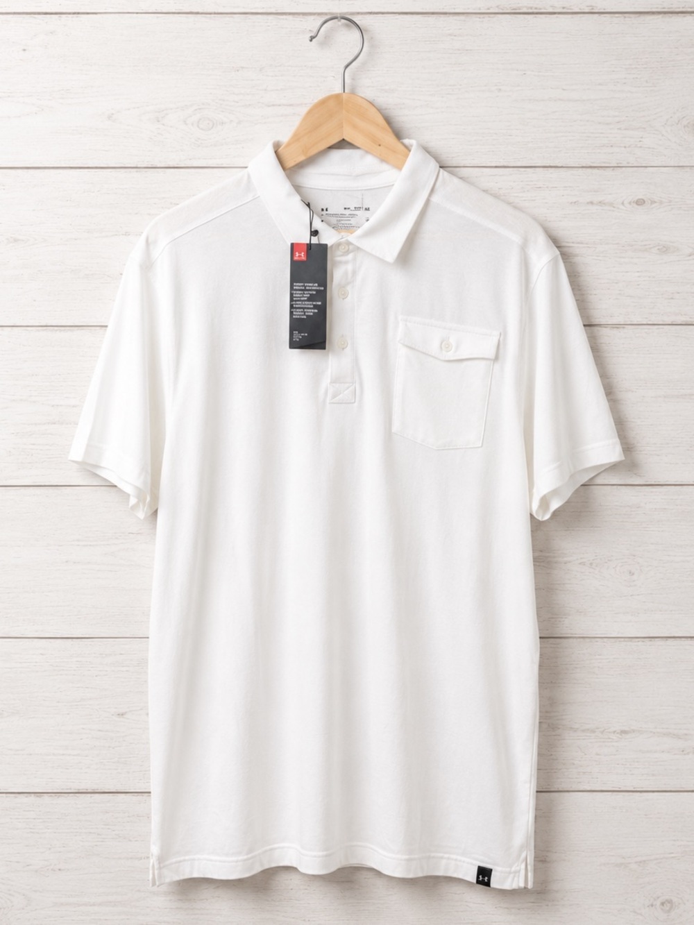 Under Armour Polo Shirt Men’s 2XL White Loose Fit Pocket Short Sleeve NWT